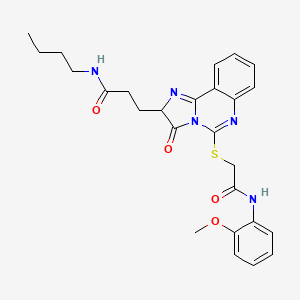 molecular formula C26H29N5O4S B3211974 N-butyl-3-[5-({[(2-methoxyphenyl)carbamoyl]methyl}sulfanyl)-3-oxo-2H,3H-imidazo[1,2-c]quinazolin-2-yl]propanamide CAS No. 1095323-82-2