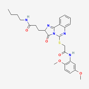 molecular formula C27H31N5O5S B3211981 N-butyl-3-[5-({[(2,5-dimethoxyphenyl)carbamoyl]methyl}sulfanyl)-3-oxo-2H,3H-imidazo[1,2-c]quinazolin-2-yl]propanamide CAS No. 1095323-83-3