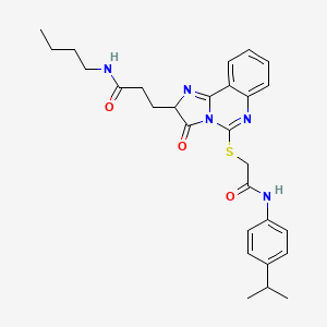 molecular formula C28H33N5O3S B3211982 N-butyl-3-{3-oxo-5-[({[4-(propan-2-yl)phenyl]carbamoyl}methyl)sulfanyl]-2H,3H-imidazo[1,2-c]quinazolin-2-yl}propanamide CAS No. 1095323-84-4