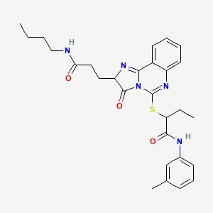 molecular formula C28H33N5O3S B3212005 2-({2-[2-(butylcarbamoyl)ethyl]-3-oxo-2H,3H-imidazo[1,2-c]quinazolin-5-yl}sulfanyl)-N-(3-methylphenyl)butanamide CAS No. 1095323-91-3