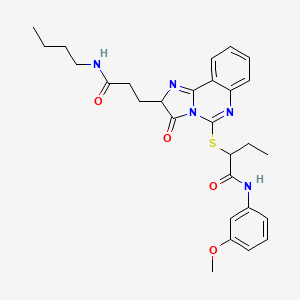 molecular formula C28H33N5O4S B3212009 2-({2-[2-(butylcarbamoyl)ethyl]-3-oxo-2H,3H-imidazo[1,2-c]quinazolin-5-yl}sulfanyl)-N-(3-methoxyphenyl)butanamide CAS No. 1095323-92-4
