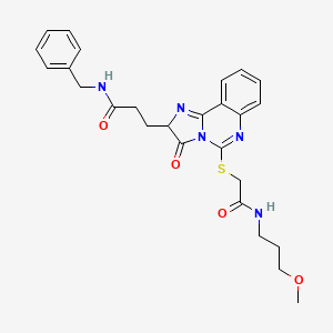 molecular formula C26H29N5O4S B3212017 N-benzyl-3-[5-({[(3-methoxypropyl)carbamoyl]methyl}sulfanyl)-3-oxo-2H,3H-imidazo[1,2-c]quinazolin-2-yl]propanamide CAS No. 1095323-94-6