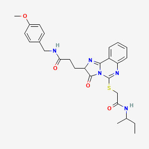 molecular formula C27H31N5O4S B3212037 3-[5-({[(butan-2-yl)carbamoyl]methyl}sulfanyl)-3-oxo-2H,3H-imidazo[1,2-c]quinazolin-2-yl]-N-[(4-methoxyphenyl)methyl]propanamide CAS No. 1095325-03-3