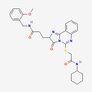 molecular formula C29H33N5O4S B3212051 3-(5-{[(cyclohexylcarbamoyl)methyl]sulfanyl}-3-oxo-2H,3H-imidazo[1,2-c]quinazolin-2-yl)-N-[(2-methoxyphenyl)methyl]propanamide CAS No. 1095325-09-9