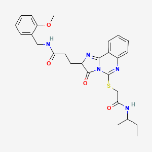 molecular formula C27H31N5O4S B3212059 3-[5-({[(butan-2-yl)carbamoyl]methyl}sulfanyl)-3-oxo-2H,3H-imidazo[1,2-c]quinazolin-2-yl]-N-[(2-methoxyphenyl)methyl]propanamide CAS No. 1095325-29-3