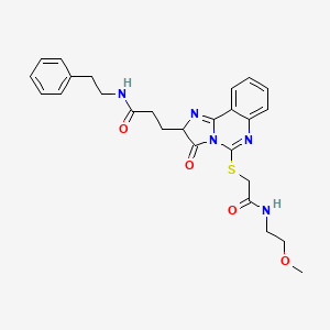 molecular formula C26H29N5O4S B3212066 3-[5-({[(2-methoxyethyl)carbamoyl]methyl}sulfanyl)-3-oxo-2H,3H-imidazo[1,2-c]quinazolin-2-yl]-N-(2-phenylethyl)propanamide CAS No. 1095326-11-6