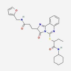 molecular formula C28H33N5O4S B3212076 N-cyclohexyl-2-[(2-{3-[(2-furylmethyl)amino]-3-oxopropyl}-3-oxo-2,3-dihydroimidazo[1,2-c]quinazolin-5-yl)thio]butanamide CAS No. 1095326-60-5