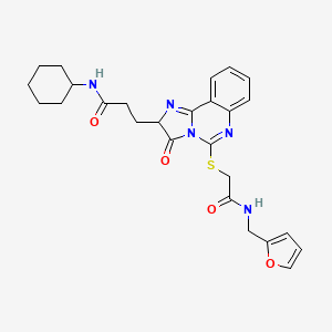 molecular formula C26H29N5O4S B3212083 N-cyclohexyl-3-{5-[({[(furan-2-yl)methyl]carbamoyl}methyl)sulfanyl]-3-oxo-2H,3H-imidazo[1,2-c]quinazolin-2-yl}propanamide CAS No. 1095326-77-4