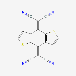 molecular formula C16H4N4S2 B3212121 2-[4-(Dicyanomethylidene)thieno[2,3-f][1]benzothiol-8-ylidene]propanedinitrile CAS No. 109573-90-2