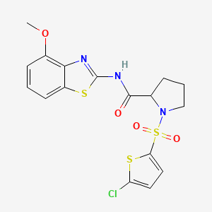 molecular formula C17H16ClN3O4S3 B3212137 1-((5-chlorothiophen-2-yl)sulfonyl)-N-(4-methoxybenzo[d]thiazol-2-yl)pyrrolidine-2-carboxamide CAS No. 1096689-94-9