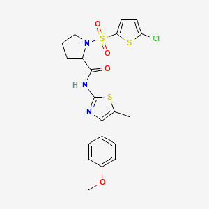 molecular formula C20H20ClN3O4S3 B3212176 1-((5-chlorothiophen-2-yl)sulfonyl)-N-(4-(4-methoxyphenyl)-5-methylthiazol-2-yl)pyrrolidine-2-carboxamide CAS No. 1097191-21-3