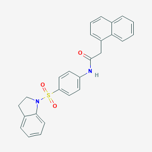 molecular formula C26H22N2O3S B321219 N-[4-(2,3-dihydro-1H-indol-1-ylsulfonyl)phenyl]-2-(1-naphthyl)acetamide 