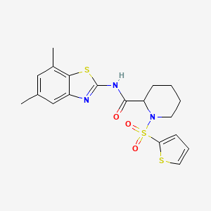 molecular formula C19H21N3O3S3 B3212199 N-(5,7-dimethylbenzo[d]thiazol-2-yl)-1-(thiophen-2-ylsulfonyl)piperidine-2-carboxamide CAS No. 1097639-34-3