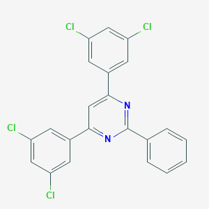 molecular formula C22H12Cl4N2 B3212200 Pyrimidine, 4,6-bis(3,5-dichlorophenyl)-2-phenyl- CAS No. 1097652-86-2