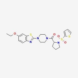 molecular formula C22H26N4O4S3 B3212209 (4-(6-Ethoxybenzo[d]thiazol-2-yl)piperazin-1-yl)(1-(thiophen-2-ylsulfonyl)pyrrolidin-2-yl)methanone CAS No. 1097833-34-5
