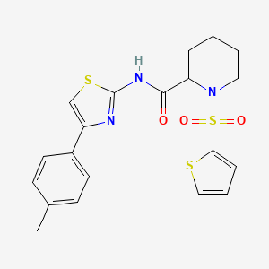 molecular formula C20H21N3O3S3 B3212222 1-(thiophen-2-ylsulfonyl)-N-(4-(p-tolyl)thiazol-2-yl)piperidine-2-carboxamide CAS No. 1097897-47-6