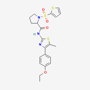 molecular formula C21H23N3O4S3 B3212282 N-(4-(4-ethoxyphenyl)-5-methylthiazol-2-yl)-1-(thiophen-2-ylsulfonyl)pyrrolidine-2-carboxamide CAS No. 1098639-93-0