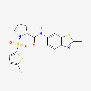 molecular formula C17H16ClN3O3S3 B3212284 1-((5-chlorothiophen-2-yl)sulfonyl)-N-(2-methylbenzo[d]thiazol-6-yl)pyrrolidine-2-carboxamide CAS No. 1098643-88-9