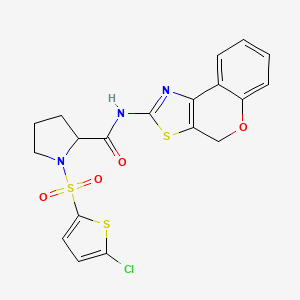 molecular formula C19H16ClN3O4S3 B3212285 1-((5-chlorothiophen-2-yl)sulfonyl)-N-(4H-chromeno[4,3-d]thiazol-2-yl)pyrrolidine-2-carboxamide CAS No. 1098645-29-4