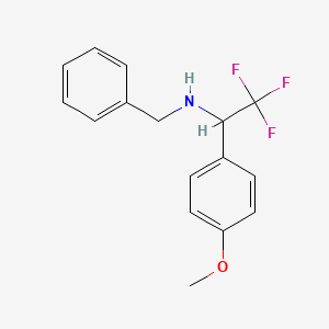 molecular formula C16H16F3NO B3212336 苄基[2,2,2-三氟-1-(4-甲氧基苯基)乙基]胺 CAS No. 1100245-50-8