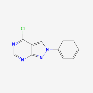 molecular formula C11H7ClN4 B3212354 4-chloro-2-phenyl-2H-pyrazolo[3,4-d]pyrimidine CAS No. 1100365-43-2