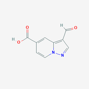 molecular formula C9H6N2O3 B3212398 3-甲酰吡唑并[1,5-a]吡啶-5-羧酸 CAS No. 1101120-11-9
