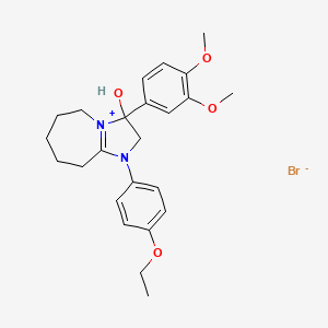 molecular formula C24H31BrN2O4 B3212474 3-(3,4-dimethoxyphenyl)-1-(4-ethoxyphenyl)-3-hydroxy-2H,3H,5H,6H,7H,8H,9H-1lambda5-imidazo[1,2-a]azepin-1-ylium bromide CAS No. 1101743-68-3