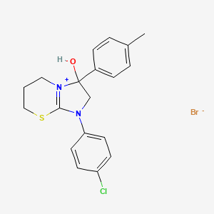 1-(4-chlorophenyl)-3-hydroxy-3-(p-tolyl)-3,5,6,7-tetrahydro-2H-imidazo[2,1-b][1,3]thiazin-1-ium bromide