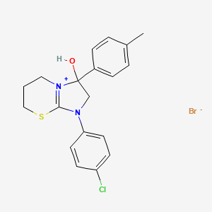 molecular formula C19H20BrClN2OS B3212483 1-(4-chlorophenyl)-3-hydroxy-3-(p-tolyl)-3,5,6,7-tetrahydro-2H-imidazo[2,1-b][1,3]thiazin-1-ium bromide CAS No. 1101752-29-7