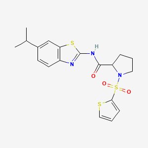 molecular formula C19H21N3O3S3 B3212492 N-(6-isopropylbenzo[d]thiazol-2-yl)-1-(thiophen-2-ylsulfonyl)pyrrolidine-2-carboxamide CAS No. 1101877-47-7