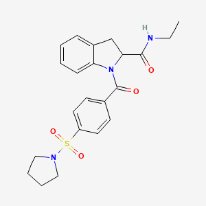 molecular formula C22H25N3O4S B3212531 N-ethyl-1-(4-(pyrrolidin-1-ylsulfonyl)benzoyl)indoline-2-carboxamide CAS No. 1103515-52-1