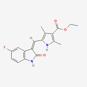 molecular formula C18H17FN2O3 B3212572 (Z)-3-[(3,5-Dimethyl-4-ethoxycarbonyl-1H-pyrrol-2-yl)methylene)-5-fluoroindolin-2-one CAS No. 1104253-05-5