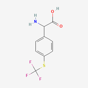 molecular formula C9H8F3NO2S B3212605 2-Amino-2-{4-[(trifluoromethyl)sulfanyl]phenyl}acetic acid CAS No. 1104793-77-2