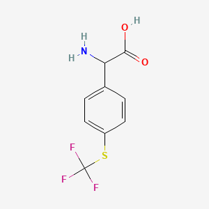 molecular formula C9H8F3NO2S B3212605 2-氨基-2-{4-[(三氟甲基)硫烷基]苯基}乙酸 CAS No. 1104793-77-2