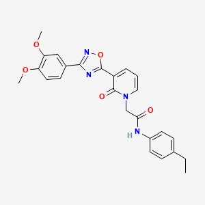 molecular formula C25H24N4O5 B3212649 2-(3-(3-(3,4-dimethoxyphenyl)-1,2,4-oxadiazol-5-yl)-2-oxopyridin-1(2H)-yl)-N-(4-ethylphenyl)acetamide CAS No. 1105201-86-2