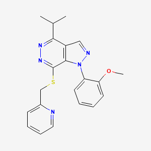molecular formula C21H21N5OS B3212668 4-isopropyl-1-(2-methoxyphenyl)-7-((pyridin-2-ylmethyl)thio)-1H-pyrazolo[3,4-d]pyridazine CAS No. 1105204-94-1