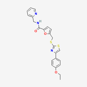 molecular formula C23H21N3O3S2 B3212690 5-(((4-(4-ethoxyphenyl)thiazol-2-yl)thio)methyl)-N-(pyridin-2-ylmethyl)furan-2-carboxamide CAS No. 1105210-23-8