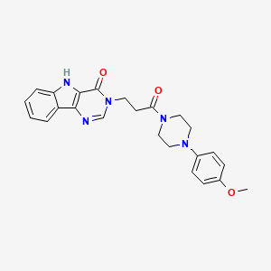 molecular formula C24H25N5O3 B3212715 3-(3-(4-(4-methoxyphenyl)piperazin-1-yl)-3-oxopropyl)-3H-pyrimido[5,4-b]indol-4(5H)-one CAS No. 1105214-18-3