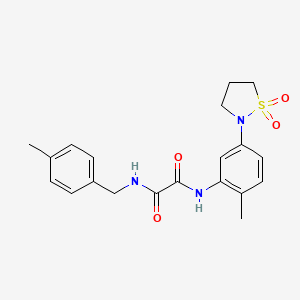 molecular formula C20H23N3O4S B3212719 N'-[5-(1,1-dioxo-1,2-thiazolidin-2-yl)-2-methylphenyl]-N-[(4-methylphenyl)methyl]oxamide CAS No. 1105215-04-0