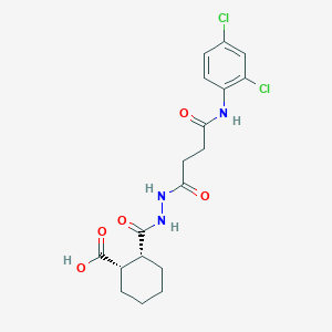 molecular formula C18H21Cl2N3O5 B321275 2-({2-[4-(2,4-Dichloroanilino)-4-oxobutanoyl]hydrazino}carbonyl)cyclohexanecarboxylic acid 
