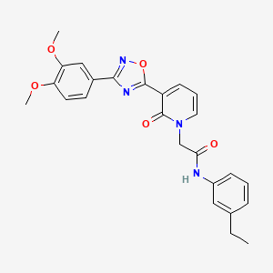 molecular formula C25H24N4O5 B3212762 2-(3-(3-(3,4-dimethoxyphenyl)-1,2,4-oxadiazol-5-yl)-2-oxopyridin-1(2H)-yl)-N-(3-ethylphenyl)acetamide CAS No. 1105225-59-9