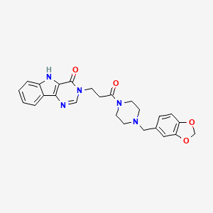 3-(3-(4-(benzo[d][1,3]dioxol-5-ylmethyl)piperazin-1-yl)-3-oxopropyl)-3H-pyrimido[5,4-b]indol-4(5H)-one