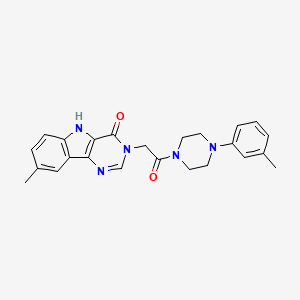 molecular formula C24H25N5O2 B3212777 8-methyl-3-(2-oxo-2-(4-(m-tolyl)piperazin-1-yl)ethyl)-3H-pyrimido[5,4-b]indol-4(5H)-one CAS No. 1105229-54-6