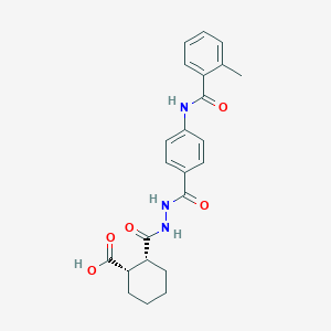 molecular formula C23H25N3O5 B321278 (1S,2R)-2-[[[4-[(2-methylbenzoyl)amino]benzoyl]amino]carbamoyl]cyclohexane-1-carboxylic acid 