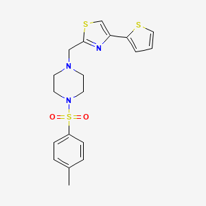 molecular formula C19H21N3O2S3 B3212819 4-(Thiophen-2-yl)-2-((4-tosylpiperazin-1-yl)methyl)thiazole CAS No. 1105237-49-7