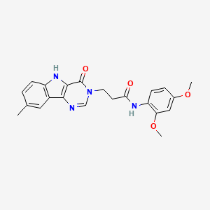 molecular formula C22H22N4O4 B3212824 N-(2,4-dimethoxyphenyl)-3-(8-methyl-4-oxo-4,5-dihydro-3H-pyrimido[5,4-b]indol-3-yl)propanamide CAS No. 1105246-77-2