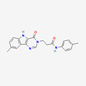 molecular formula C21H20N4O2 B3212827 3-(8-methyl-4-oxo-4,5-dihydro-3H-pyrimido[5,4-b]indol-3-yl)-N-(4-methylphenyl)propanamide CAS No. 1105246-91-0