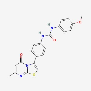 molecular formula C21H18N4O3S B3212833 1-(4-methoxyphenyl)-3-(4-(7-methyl-5-oxo-5H-thiazolo[3,2-a]pyrimidin-3-yl)phenyl)urea CAS No. 1105247-06-0