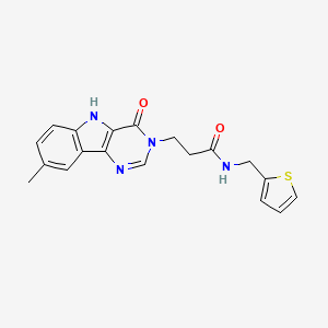 molecular formula C19H18N4O2S B3212838 3-(8-methyl-4-oxo-4,5-dihydro-3H-pyrimido[5,4-b]indol-3-yl)-N-(2-thienylmethyl)propanamide CAS No. 1105247-19-5