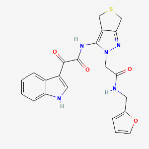 molecular formula C22H19N5O4S B3212851 N-(2-(2-((furan-2-ylmethyl)amino)-2-oxoethyl)-4,6-dihydro-2H-thieno[3,4-c]pyrazol-3-yl)-2-(1H-indol-3-yl)-2-oxoacetamide CAS No. 1105247-55-9
